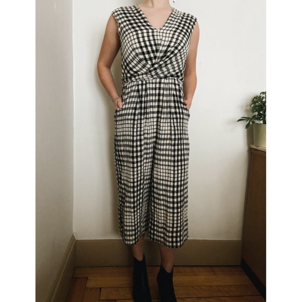 Wide-Leg Crop UO Gingham Jumpsuit